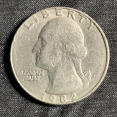 Moneda quarter dollar 1982 USA eroare de batere