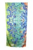 Esarfa tip sal doua fete pictata, Dacali, matase, albastru/verde 06, Multicolor, Marime universala