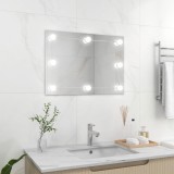 Gossi oglinda de perete lumini led fara rama sticla dreptunghiulara