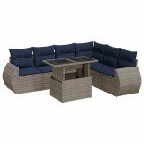 Cumpara ieftin Set canapele gradina cu perne 7 piese gri poliratan/lemn acacia