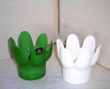 Cumpara ieftin Sfesnice sticla opalina verde alb, set 2 buc. - design Bo Borgstrom, Royal Krona