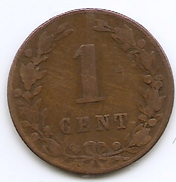 Olanda 1 Cent 1883 - Willem III / Wilhelmina , Bronz, 19 mm KM-107.1