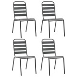 Cumpara ieftin Scaune de exterior, 4 buc., gri inchis, otel, design lamelar