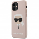 Husa TPU Karl Lagerfeld Head pentru Apple iPhone 12 mini, Roz KLHCP12SSLKHLP
