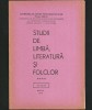Studii Limba, Literatura si Folclor - Societatea Stiinte Filologice RSR, Resita 1978, Banatica, Caras-Severin