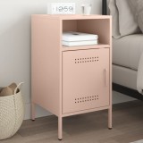 Noptiera Gossi Roz, 36x39x68 cm, Otel Laminat la Rece, Dulap Dormitor cu Usa si 2 Compartimente, Stil Industrial