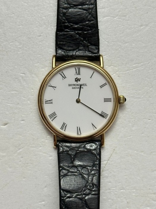 CEAS AUR 18K RAYMOND WEIL - Geneve - Extra-plat - Quartz - 15.7g - 395 lei/gr. !