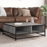VidaXL Măsuță de cafea gri sonoma 80x80x30 cm lemn prelucrat și metal