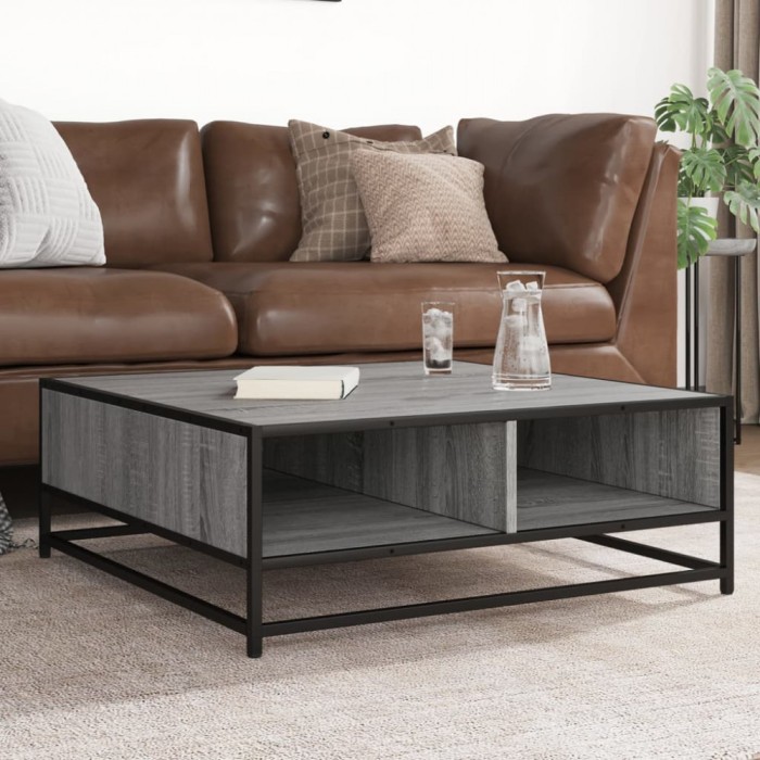 vidaXL Măsuță de cafea gri sonoma 80x80x30 cm lemn prelucrat și metal 848772