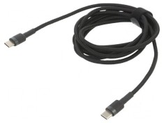 Cablu USB C 2m negru textil 60W foto