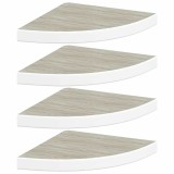 Cumpara ieftin Rafturi de perete de colt 4 buc. stejar si alb 35x35x3,8 cm MDF