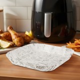 Air fryer baking paper - for oil-free cooking - patterned, square - 23 cm - 50 pcs pack