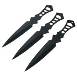 Set trei cutite de aruncat IdeallStore&reg;, Anarchy Way, otel inoxidabil, negru, 19 cm, teaca inclusa