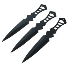 Set trei cutite de aruncat IdeallStore&reg;, Anarchy Way, otel inoxidabil, negru, 19 cm, teaca inclusa