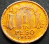 Moneda exotica istorica 1 PESO - CHILE, anul 1943 * cod 714 A, America Centrala si de Sud