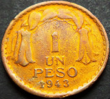 Moneda exotica istorica 1 PESO - CHILE, anul 1943 * cod 714 A
