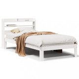 Cumpara ieftin Cadru de pat cu tablie, alb, 75x190 cm, lemn masiv de pin