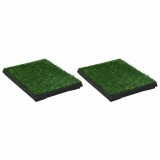 Cumpara ieftin Toaleta animale companie 2 buc tava gazon artificial 63x50x7cm