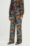 Medicine pantaloni femei, culoarea negru, lat, high waist