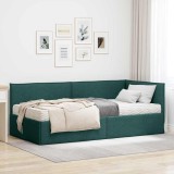 vidaXL Cadru de pat colțar cu saltea cu headboard 2 pcs Verde Catifea 3394009