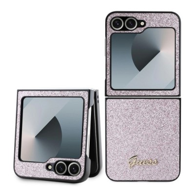 Husa pentru Samsung Galaxy Z Flip6 - Guess Glitter Script (GUHCZF6HGGSHP) - Pink foto