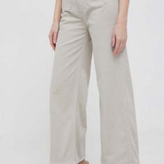 Pepe Jeans pantaloni femei, culoarea gri, lat, high waist