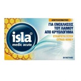 Isla Medic Acute Citrice &amp; Miere - Pastile Gat cu Mușchi Islanda &amp; Acid Hialuronic, Fără Zahăr, Vegan, 20 Bucăți