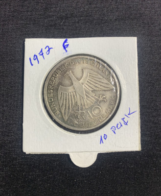 Moneda argint 10 mărci 1972F foto