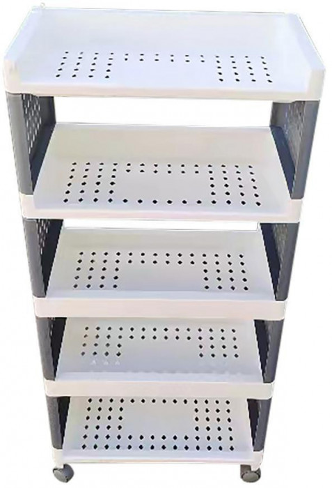 Shelf Strend Pro Rolly, plastic, 5 rafturi, 49x29x97 cm, pe roți