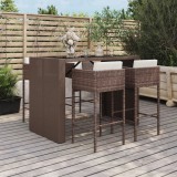 Set mobilier bar de gradina cu perne, 5 piese, maro, poliratan GartenMobel Dekor, vidaXL