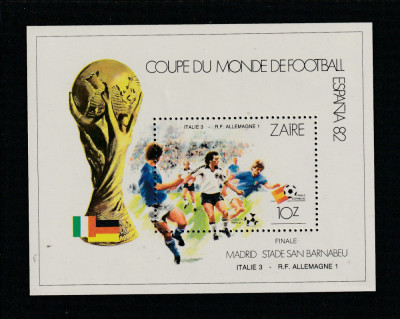 Zair 1982- Sport,Fotbal,C.M. Spania,-Finala,Italia-R.F.Germania,Colita MNH,Bl.43 foto