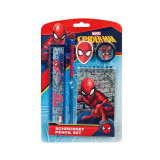 Cumpara ieftin Set 5 piese desenat, rigla, creion, carnetel, ascutitoare, model Spiderman, Gonga&reg; Multicolor