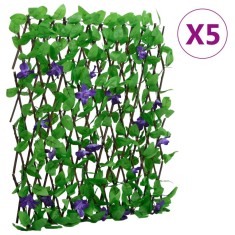 vidaXL&amp;nbsp;Spalier iedera artificiala extensibil, 5 buc., verde, 180x70 cm foto