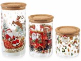 Set 3 borcane Craciun sticla multicolora pluta &Oslash; 10 cm x 21 H, &Oslash; 10 x 16 H, &Oslash; 10 x 10,5 H