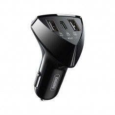 Incarcator Auto USB Remax RCC214, 35W, 1 X USB Tip-C - 2 X USB, Negru