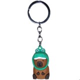 Figurina breloc 3D,Capibara Maro,Palarie verde,5cm