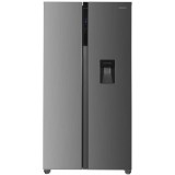 Side by side Heinner HSBS-H439NFXWDE++, 439 l, No Frost, Clasa E, Display, Dozator de apa, Functie smart, Functie congelare si racire rapida, H 177 cm