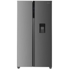 Side by side Heinner HSBS-H439NFXWDE++, 439 l, No Frost, Clasa E, Display, Dozator de apa, Functie smart, Functie congelare si racire rapida, H 177 cm