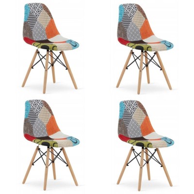Set 4 scaune bucatarie/living, Artool, seul, textil, lemn, mozaic multicolor, 46.5x56.5x82.5 cm foto