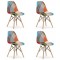 Set 4 scaune bucatarie/living, Artool, seul, textil, lemn, mozaic multicolor, 46.5x56.5x82.5 cm