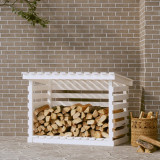 Rastel pentru lemne de foc, alb, 108x73x79 cm, lemn masiv pin, vidaXL