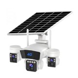 Cumpara ieftin Camera supraveghere cu panou solar, conexiune 4G, rotatie 360&deg; panoramica cu 3 lentile, zoom 10x, audio bidirectional, alarma, senzor miscare, alb