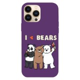 Husa compatibila cu Apple iPhone 14 Pro Max, Viceversa, model I love We bare bears , Silicon, TPU, Transparent, Carcasa
