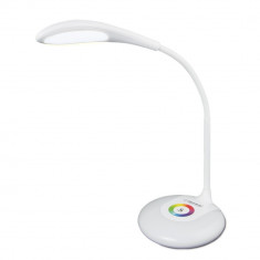 Lampa de birou RGB Esperanza Eternity, USB, 2 comutatoare tactile, brat flexibil, 256 culori, 5500K, 3W, 5V/0,5A, alb