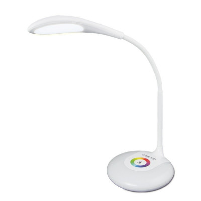 Lampa de birou RGB Esperanza Eternity, USB, 2 comutatoare tactile, brat flexibil, 256 culori, 5500K, 3W, 5V/0,5A, alb foto