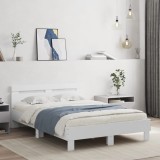 Cumpara ieftin Cadru de pat cu tăblie și LED, alb, 120x190 cm