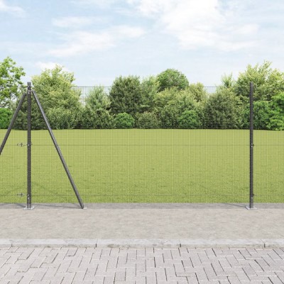 vidaXL Gard de s&amp;acirc;rmă sudată cu 13 st&amp;acirc;lpi cu flanșă Gri 1.2x50 m Oțel foto