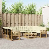 vidaXL Set de canapele de exterior cu pernă 10 pcs Alb și crem 3389880