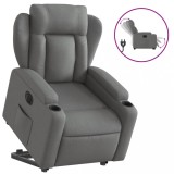 Cumpara ieftin Fotoliu electric rabatabil cu ridicare, gri inchis, textil