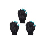 Mănuși termice de iarnă pentru copii, antiderapante, cu ecran tactil, pentru v&acirc;rstele 5&ndash;10 ani, pachet de 3 bucăți &ndash; Negru